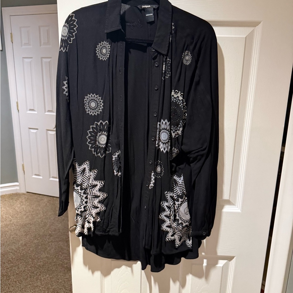 Desigual Black Shirt with White Accents